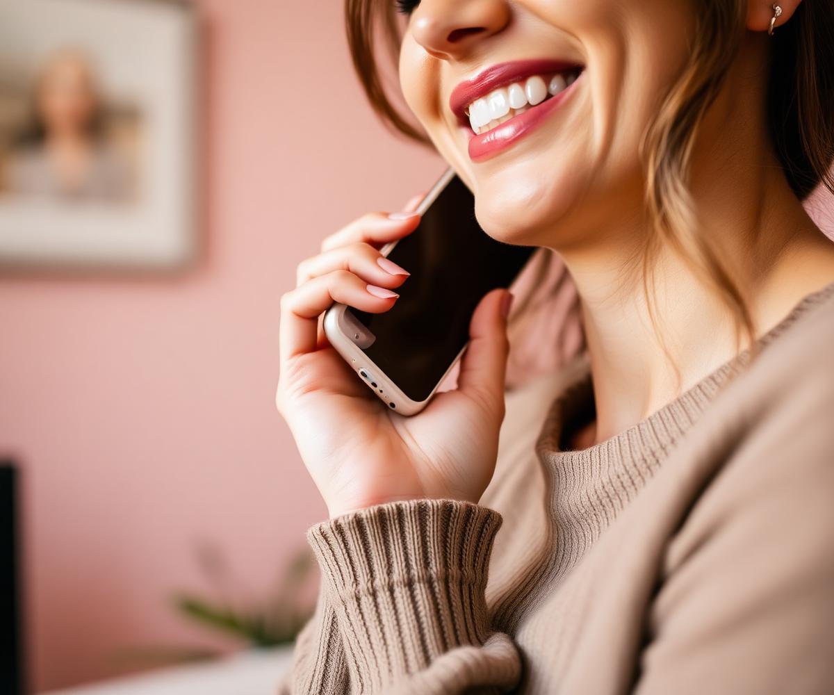 Woman on a supportive phone call